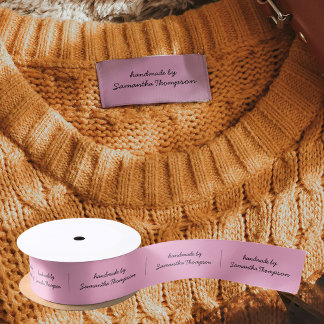 Ruban En Satin Labels Clothing Tags Handmade Items Script Pink