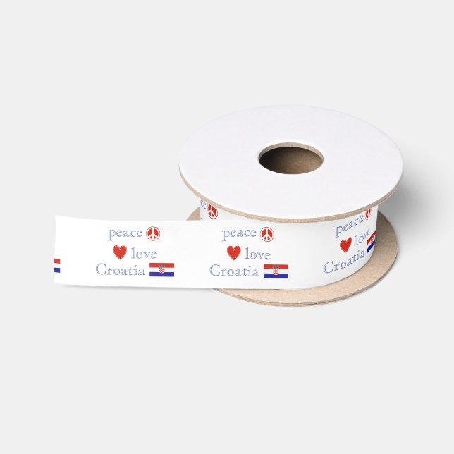Ruban En Satin L'amour pour la paix et la Croatie (Bobine)