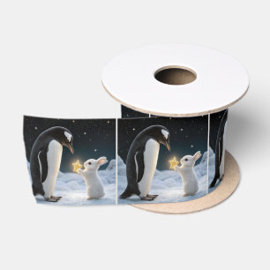 Ruban En Satin Lapin de Noël et manchot avec étoile