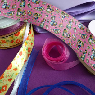 Ruban En Satin Lapin de Pâques Fleurs Aquarelle Violet Vintage