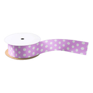 Ruban En Satin Lavande et pois blancs