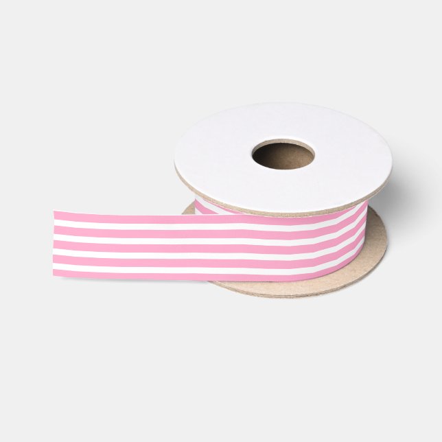 Ruban En Satin Le blanc rose barre l'enveloppe de cadeau (Bobine)