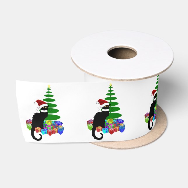Ruban En Satin Le Chat Noir Santa Hat Christmas (Bobine)