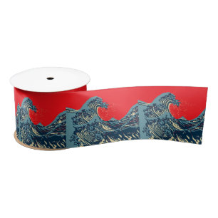 Ruban En Satin Le Grand Hokusai Wave Pop Decor