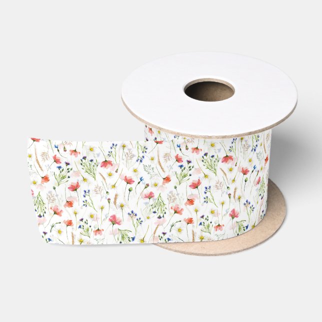 Ruban En Satin Le Meadow Fleur sauvage scandinave (Bobine)