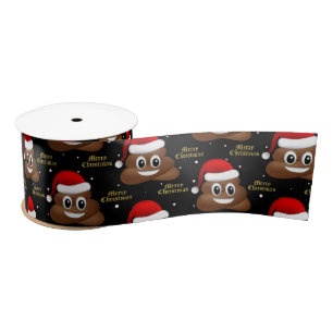 Ruban En Satin le poème de Noël emoji avec le ruban de santa hat