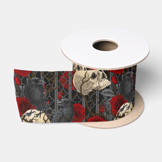 Ruban En Satin Le secret de Raven. Illustration gothique sombre e (Bobine)