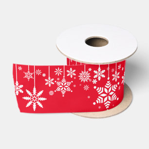 Ruban En Satin Les flocons rouges et blancs de Noël