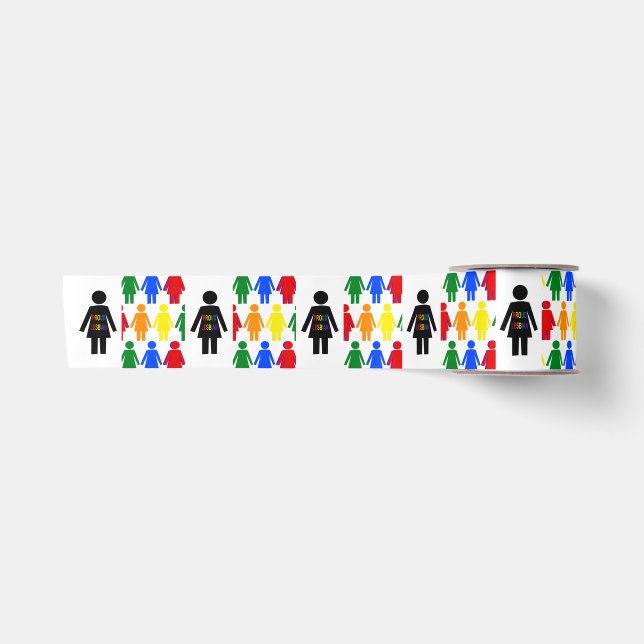 Ruban En Satin Lesbienne LGBTQ Silhouette et Rainbow Ladies (Devant)