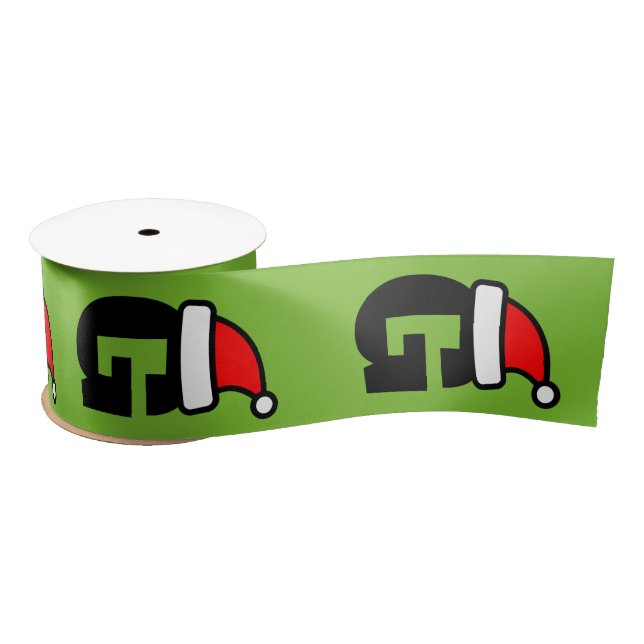 Ruban En Satin Lettre Père Noël personnalisée vert rouge Noël (Bobine)
