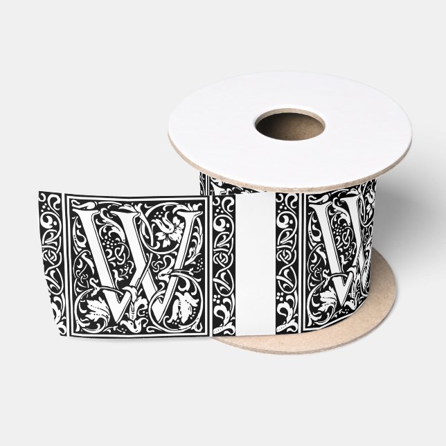 Ruban En Satin Lettre W Monogramme médiéval Art Nouveau (Bobine)