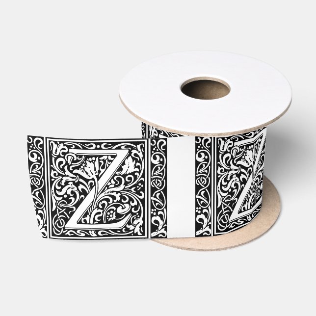 Ruban En Satin Lettre Z Monogramme médiéval Art Nouveau (Bobine)