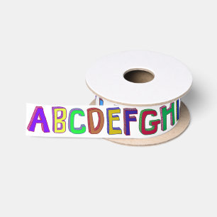 Ruban En Satin Lettres alphabétiques brillantes et colorées