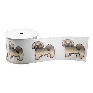 Ruban En Satin Lhasa Apso Sable Doré Chien de Dessin Animé Mignon