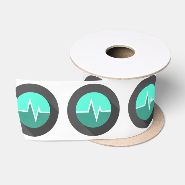 Ruban En Satin Ligne EKG médecin chirurgien vert (Bobine)