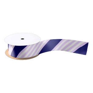 Ruban En Satin Lilac et rayures blanches motif avec bleu marine