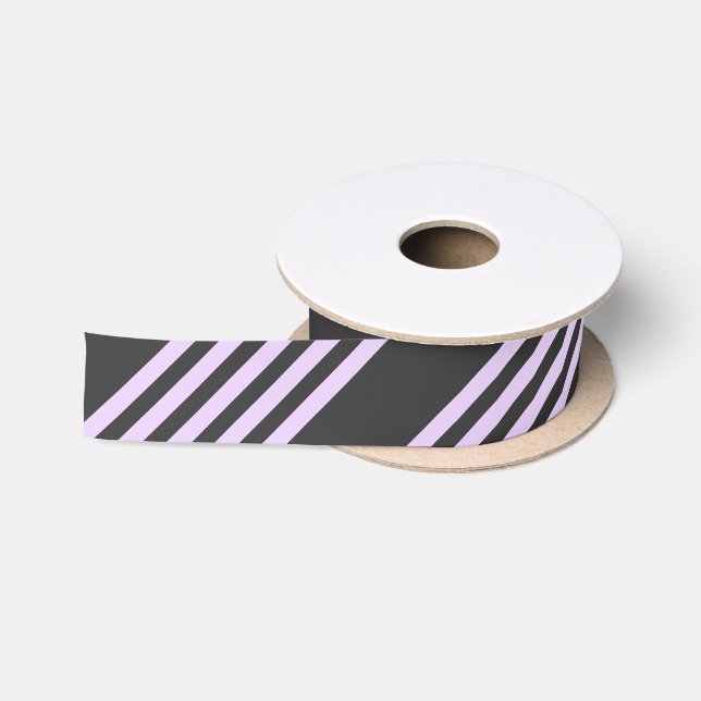Ruban En Satin Lilac violet et charbon de bois cinq bandes motif (Bobine)