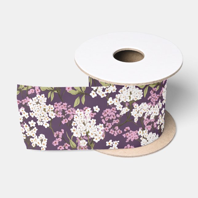 Ruban En Satin Lilacs Sur Violet (Bobine)