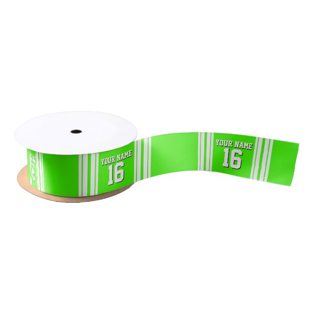 Ruban En Satin Lime Green White Team Jersey Numéro personnalisé N (Bobine)