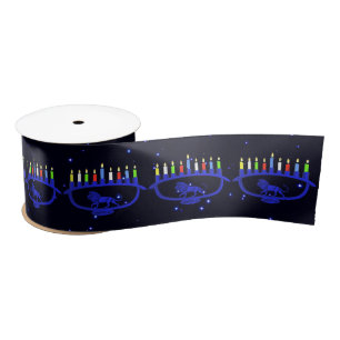 Ruban En Satin Lion bleu Menorah