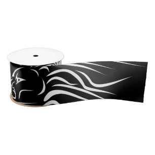 Ruban En Satin Lion noir et blanc