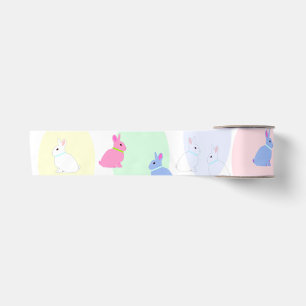 Ruban En Satin Little bunnies rose, rose, blanc sur satin ribbon