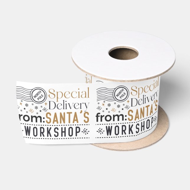 Ruban En Satin Livraison spéciale de l'atelier Père Noël Noël (Bobine)