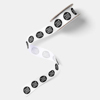 Ruban En Satin Logo de l'entreprise à motif répétitif blanc