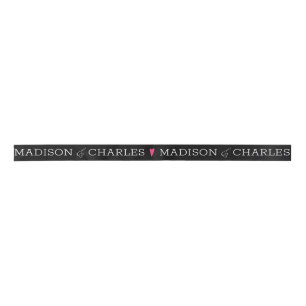 Ruban En Satin Logo de mariage cœur rose couples favori minimalis