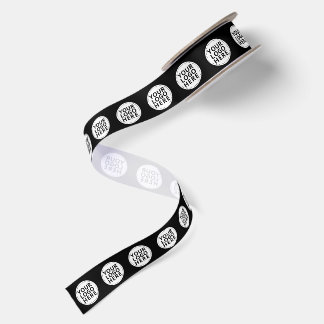 Ruban En Satin Logo d'entreprise à répétition noir