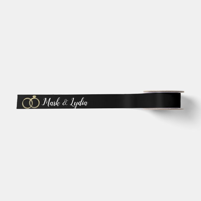 Ruban En Satin Logo mariage Favoriser Faux Gold Ring (Devant)