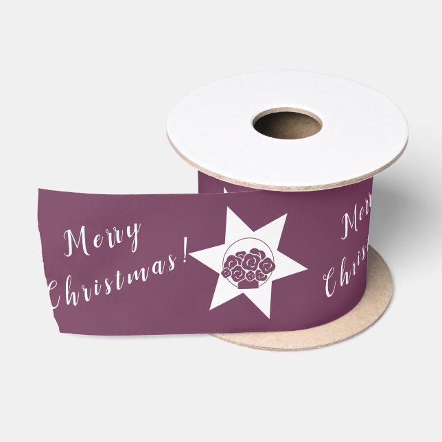 Ruban En Satin Logo Personnalisé Joyeux Noël Floriste Marketing (Bobine)