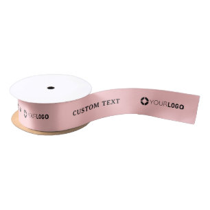 Ruban En Satin Logo personnalisé marque nom rose Satin ruban