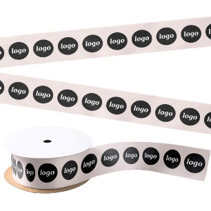 Ruban En Satin Logo simple Emballage d'entreprise rose pâle