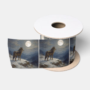 Ruban En Satin Loup solitaire sur un sommet de montagne au clair