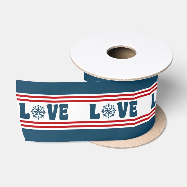 Ruban En Satin Love nautique design (Bobine)