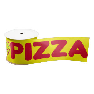Ruban En Satin Love Pizza Coeurs rouges et jaunes Nourriture indé