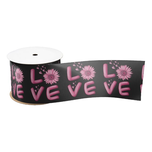 Ruban En Satin Love Tournesol Rose (Bobine)
