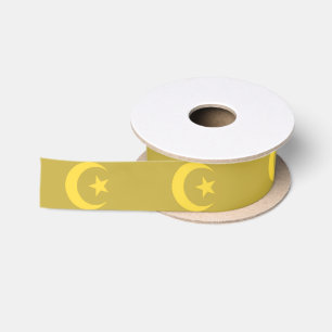 Ruban En Satin Lune et étoile d'or islamiques