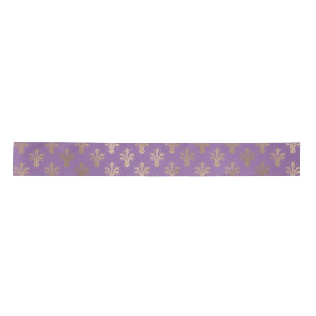 Ruban En Satin Lux Gold Fleur de Lis et Amethyst (Devant)