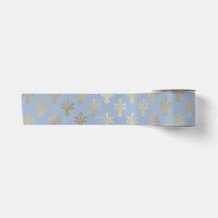 Ruban En Satin Lux Gold Fleur de Lis et Cerulean Blue