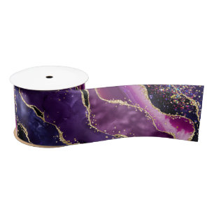 Ruban En Satin Luxe Pierre Précieuse Violet Paillettes d'Agate
