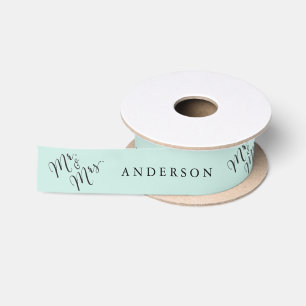 Ruban En Satin M. & Mme Classic Script Calligraphy Nom Mariage
