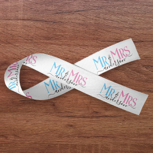 Ruban En Satin M. & Mme Newlyved Couple Mariage Enveloppement cad