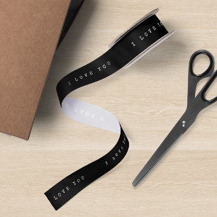 Ruban En Satin Machine à écrire noir et blanc Je t'aime