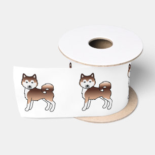 Ruban En Satin Malamute d'Alaska rouge chien de dessin animé mign