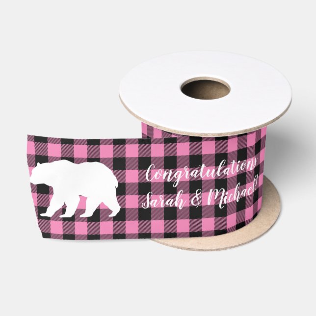 Ruban En Satin Mama Bear Baby shower Woodland Lodge Girl Pink (Bobine)
