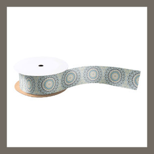 Ruban En Satin Mandala côtier dans des tons de sable, de bleu et 
