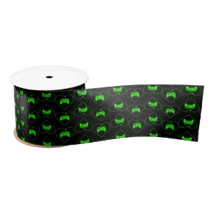 Ruban En Satin Manette de jeu vidéo verte motif de cœur