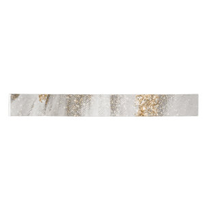 Ruban En Satin Marbre de luxe Gold Strokes blanc et gris